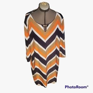 Tacera Chevron Designed Geometric Dress 3X
